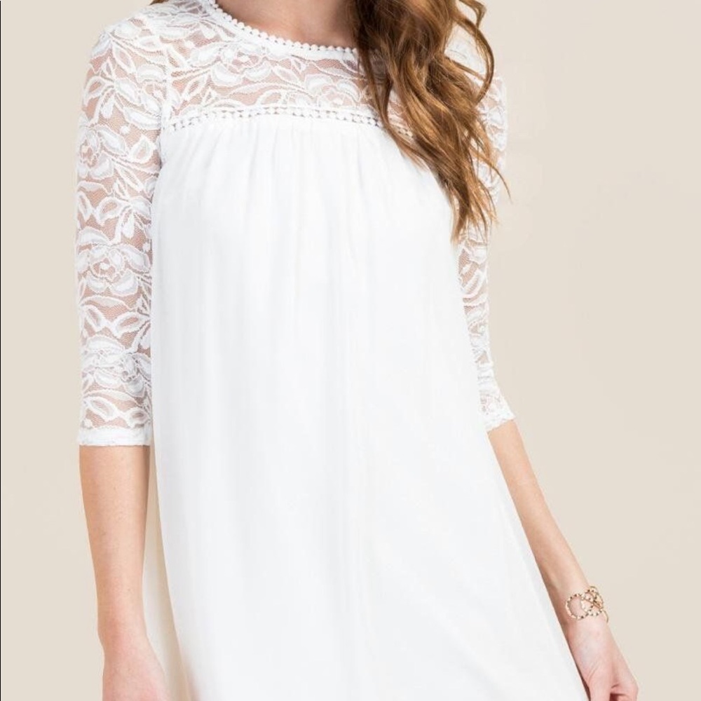 Lace top shift dress